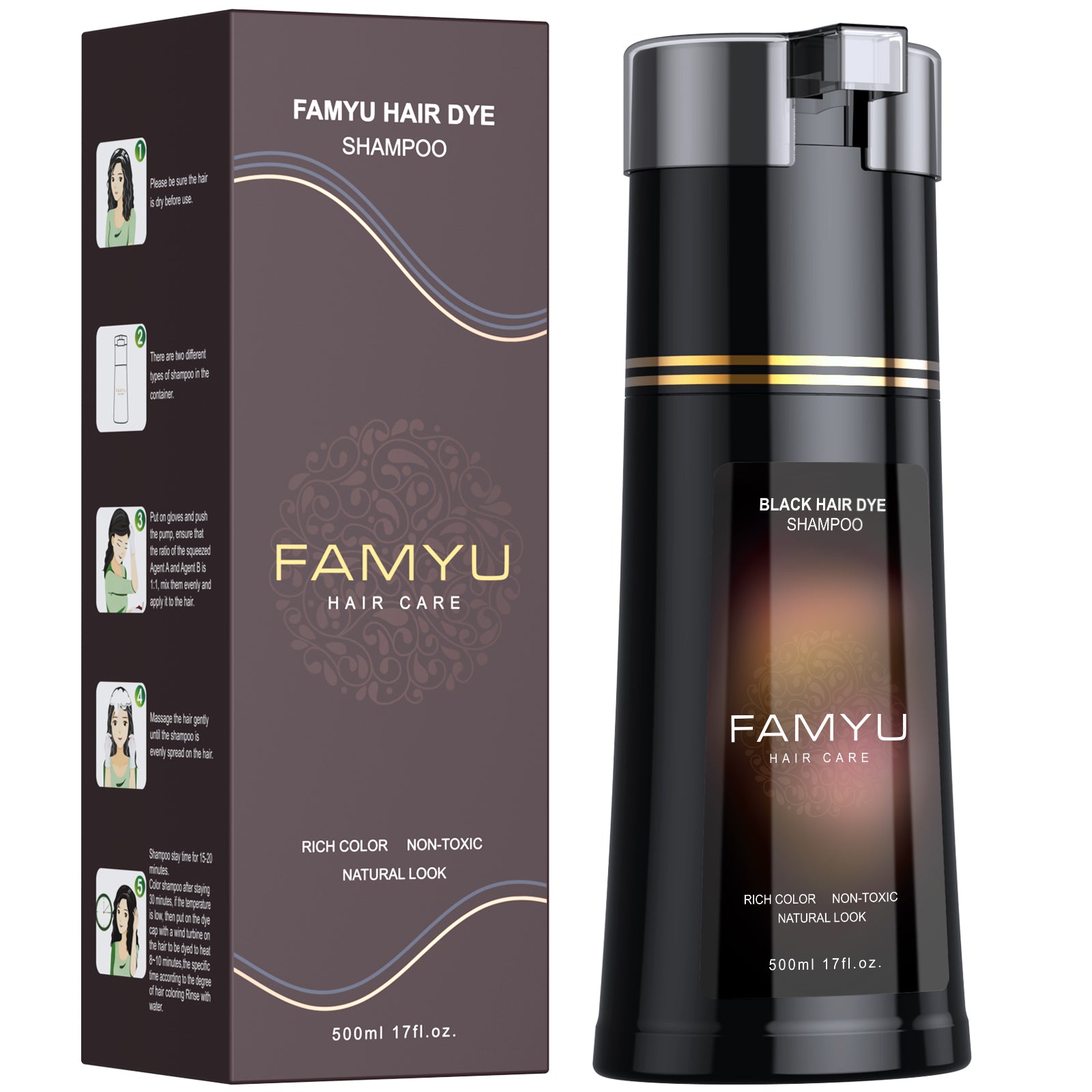 Famyu Herbal Black Hair Dye Suitable for Men and Women  Covers Gray Hair