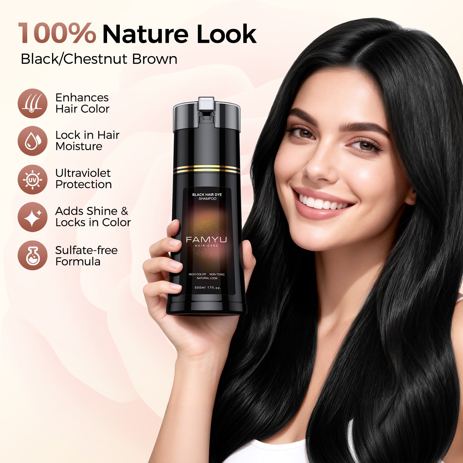 Famyu Herbal Black Hair Dye Suitable for Men and Women  Covers Gray Hair