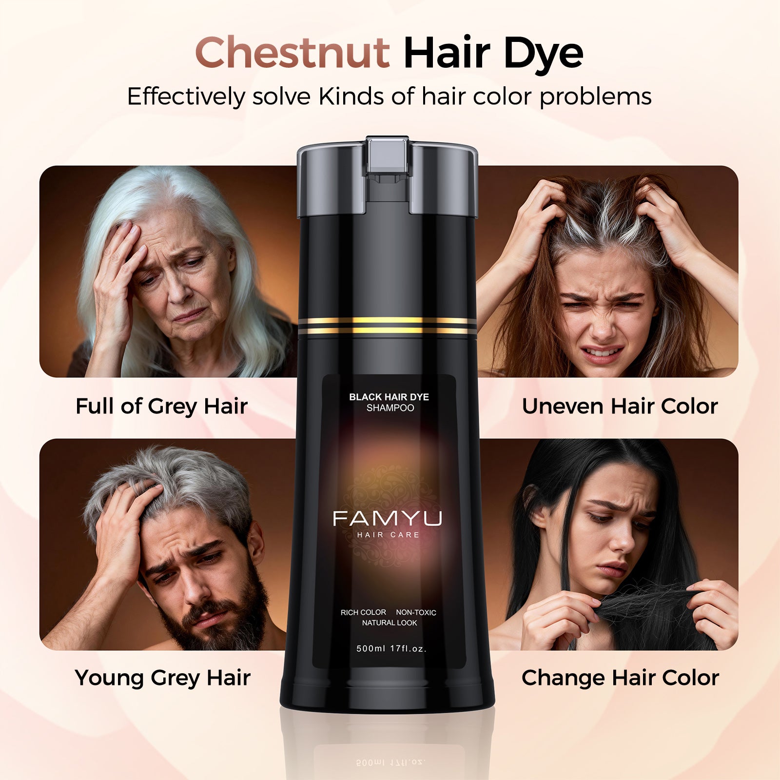 Famyu Herbal Black Hair Dye Suitable for Men and Women  Covers Gray Hair